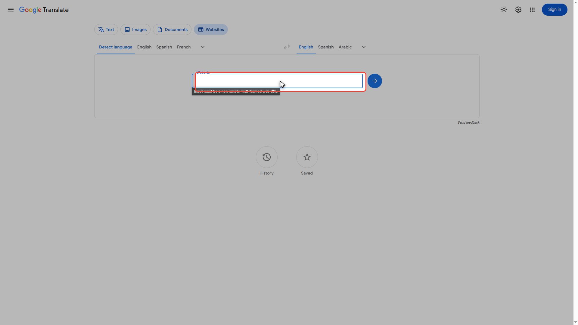 Paste the page address