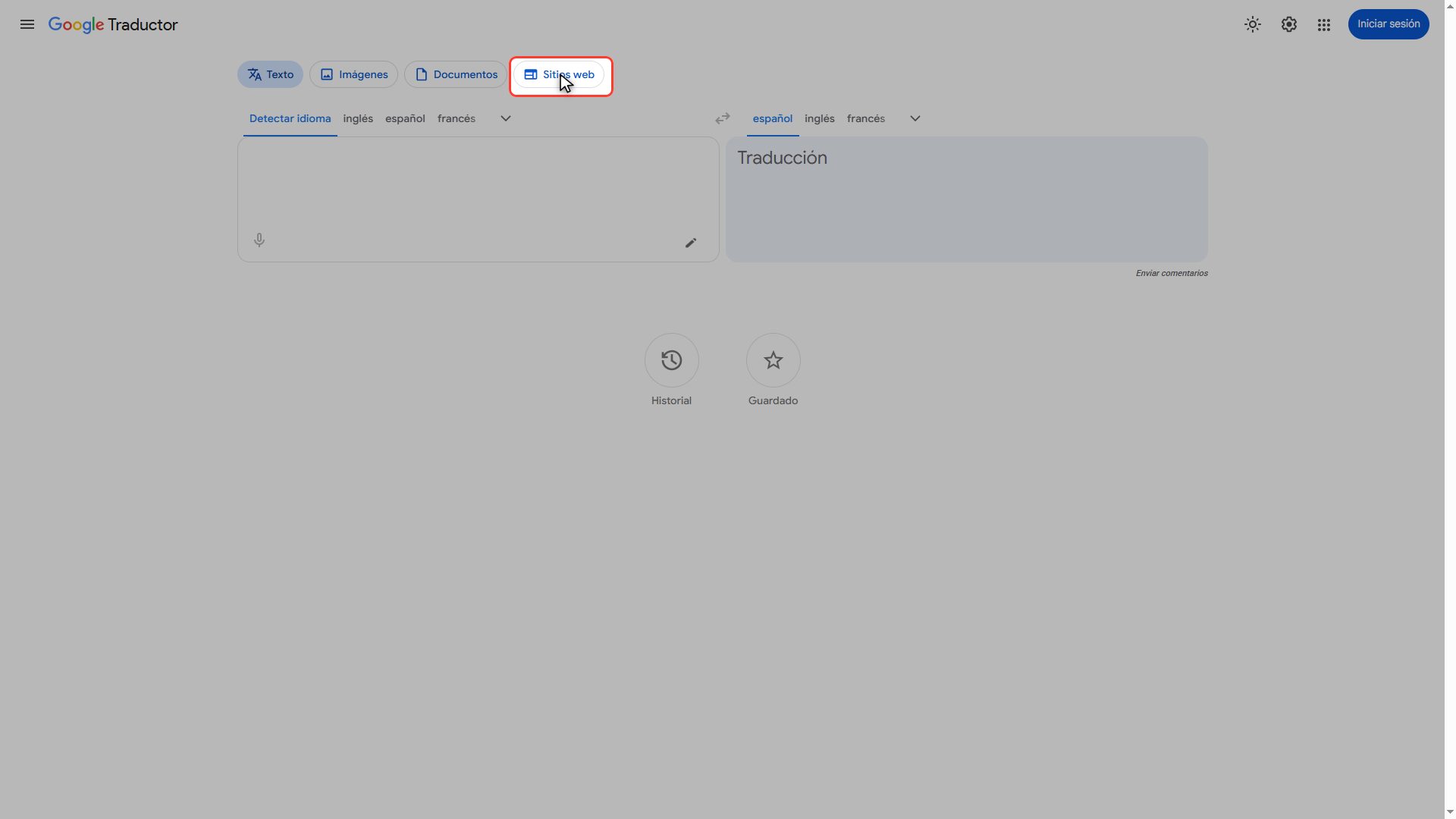 Entra a la pestaña "Sitios web"