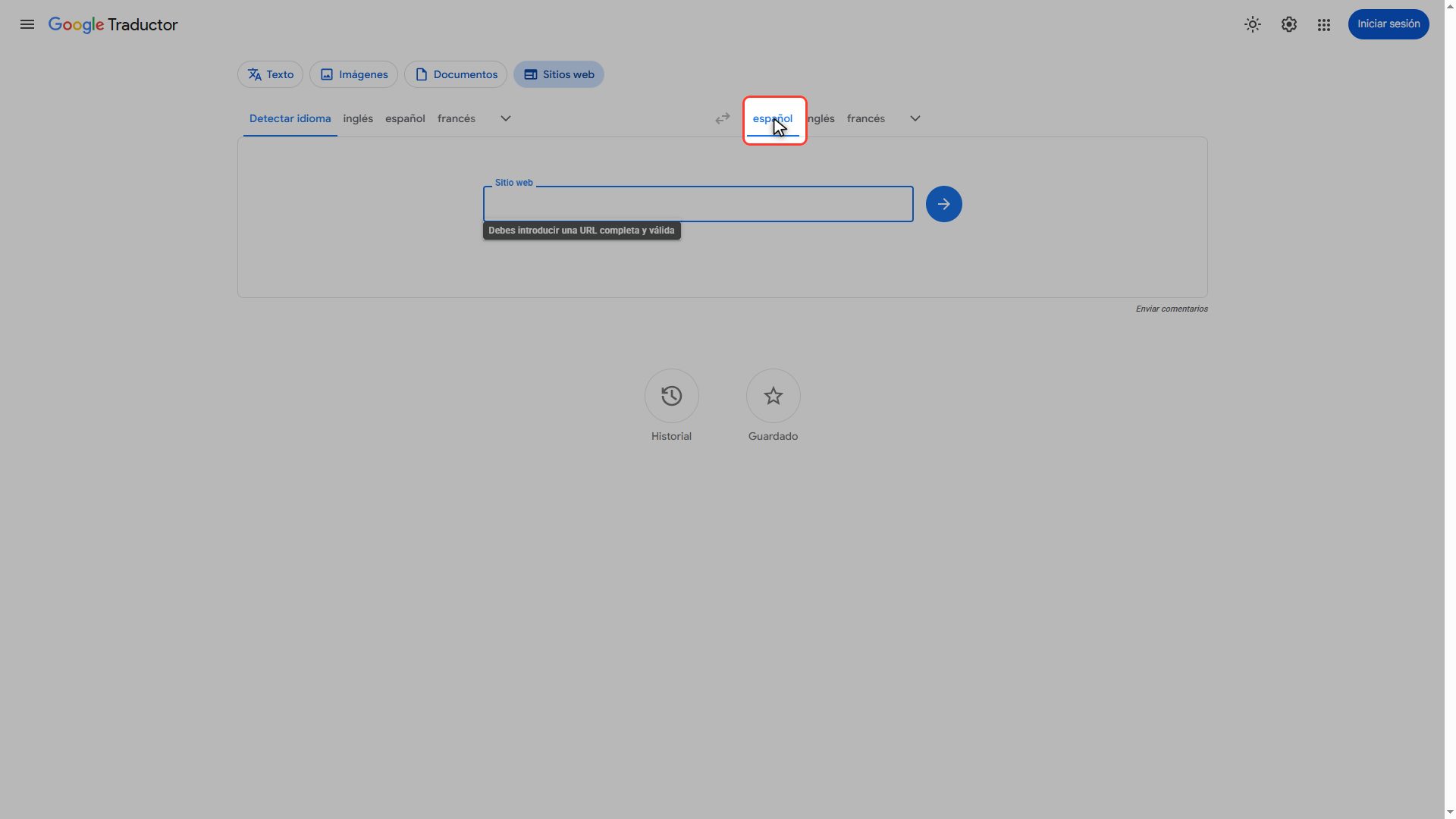 Elige el idioma de destino